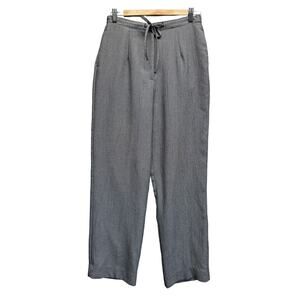 Black Gray Check Pendleton Gingham Slacks Women Pleat Front Drawstring